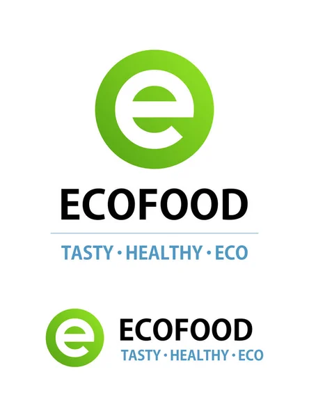 Eco food logo isoliert auf weiß. rundes Vektoremblem für Café mit veganer oder vegetarischer Speisekarte. — Stockvektor