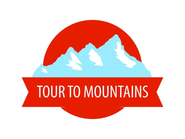 Tour to Mountains - Coat of arm, Round Blazon with rocks. - Stok Vektor