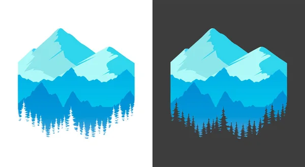 Emblem Mountains Vector Banner Shirt Prints Travel Company Sticker Alpine — Stock Vector