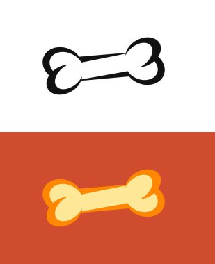 Köpek için kemik, vektör simgesi beyaz ve koyu arkaplanda izole edildi. Hayvan maması ve soy ağacı amblemi..