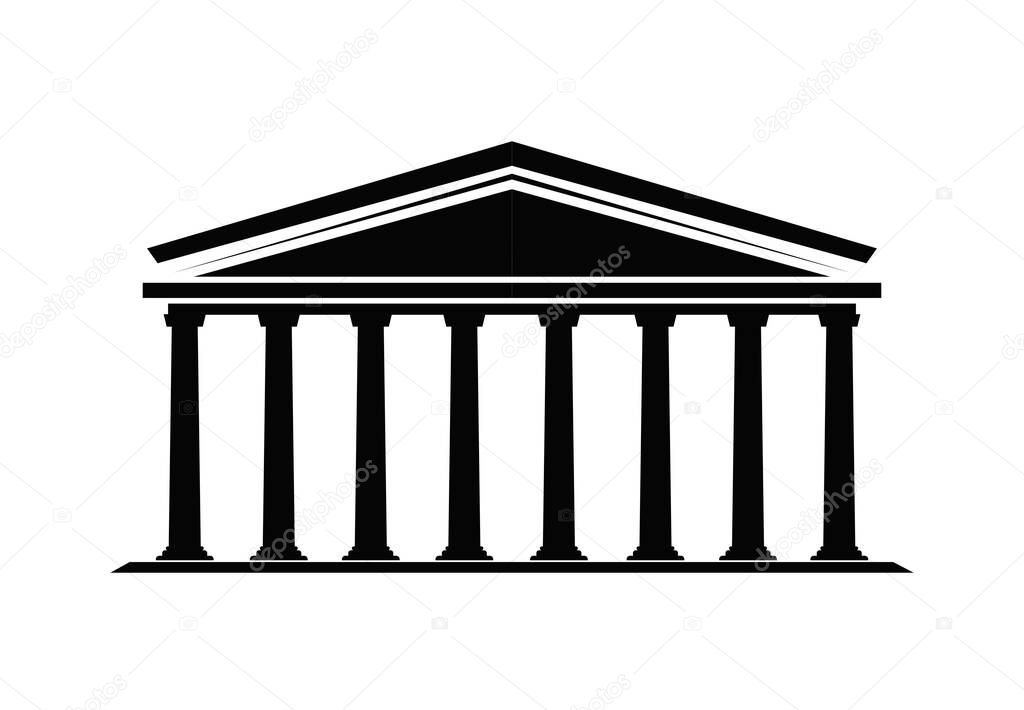 Theater logo, Classic building with columns - Black vector icon illustration is also suitable for a museum, opera, law or university.