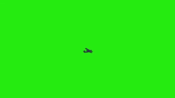 Vliegtuig dat door de lucht vliegt op een groene achtergrond — Stockvideo
