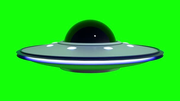 UFO repülő csészealj űrhajó zöld képernyőn chroma kulcs elszigetelt — Stock videók