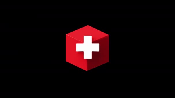 Swiss Flag Cube shape shape emerging on a black background — Stock Video