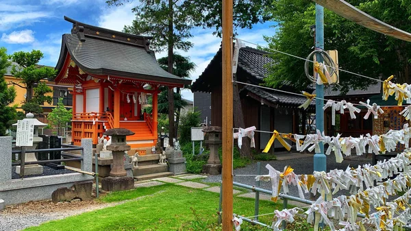 Omikuji Japon Tapınakları Tapınaklarında Sunulan Adaklarla Elde Edilen Kağıt Şeritleri — Stok fotoğraf