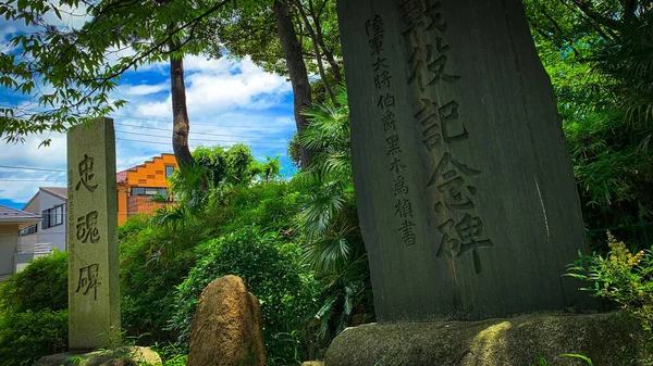 Japon Tapınaklarının Girişindeki Taş Kiremitler — Stok fotoğraf