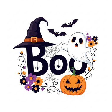 Estetik Cadılar Bayramı Boo Grafik Ürkütücü Hediye ya da Cadılar Bayramı Partisi