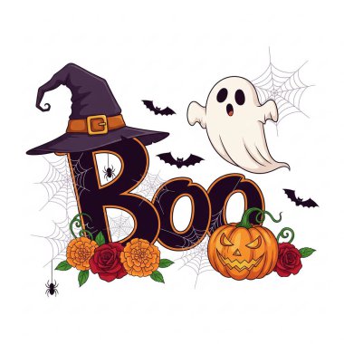 Estetik Cadılar Bayramı Boo Grafik Ürkütücü Hediye ya da Cadılar Bayramı Partisi