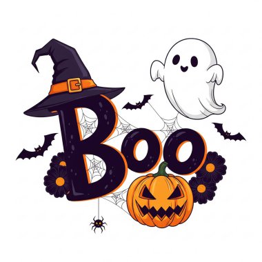 Estetik Cadılar Bayramı Boo Grafik Ürkütücü Hediye ya da Cadılar Bayramı Partisi