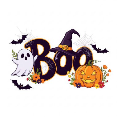 Estetik Cadılar Bayramı Boo Grafik Ürkütücü Hediye ya da Cadılar Bayramı Partisi