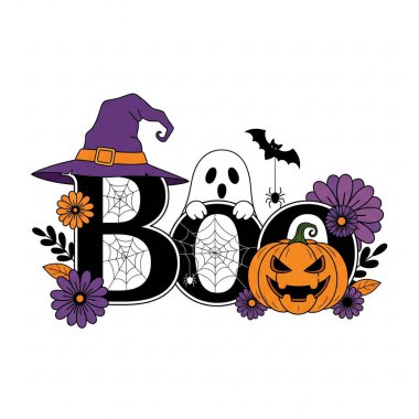 Estetik Cadılar Bayramı Boo Grafik Ürkütücü Hediye ya da Cadılar Bayramı Partisi