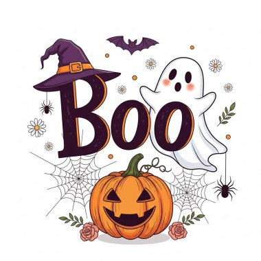 Estetik Cadılar Bayramı Boo Grafik Ürkütücü Hediye ya da Cadılar Bayramı Partisi