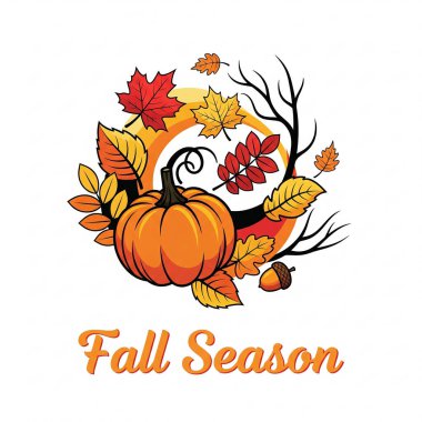 Balkabaklı sonbahar sezonu kartı.