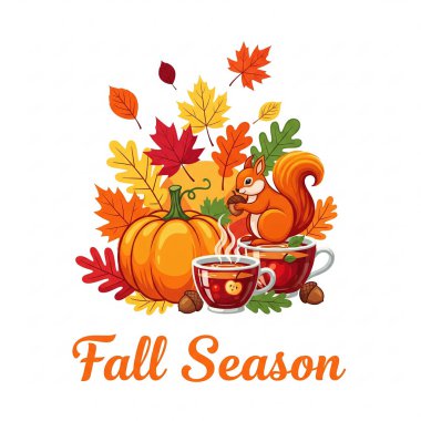 Sonbahar sonbahar sezonu tasarımı, vektör illüstrasyonu 10