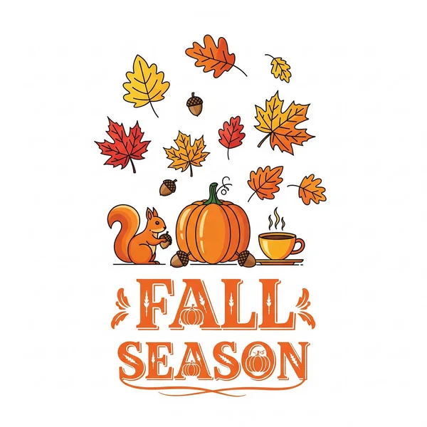 Sonbahar sonbahar vektör illüstrasyonu. El çizimi sonbahar yaprakları