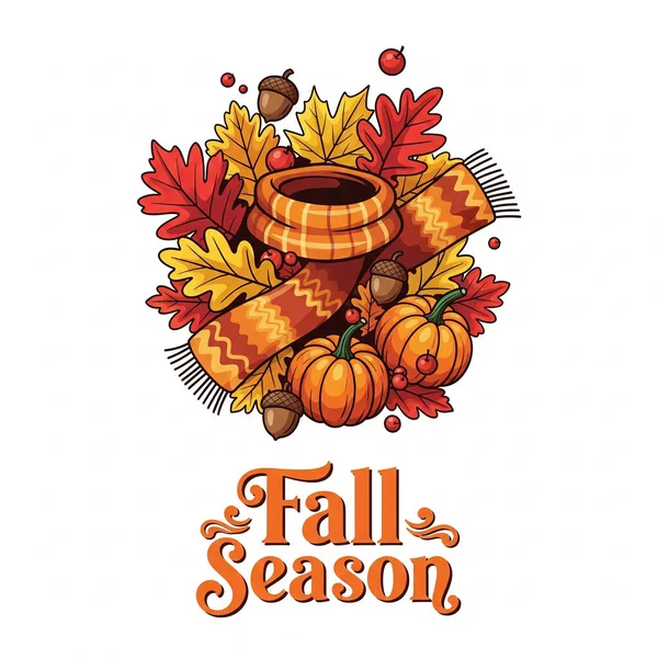 Sonbahar yaprakları ve balkabağıyla Şükran Günü afişi