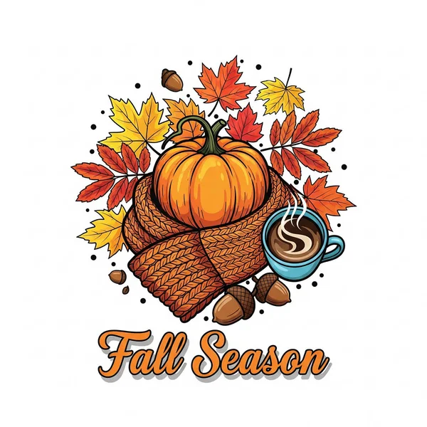 Kabaklı sonbahar sezonu tasarımı ve vektör illüstrasyonları