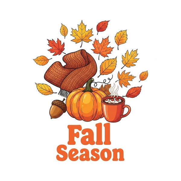 Sonbahar tebrik kartı tasarımının vektör çizimi