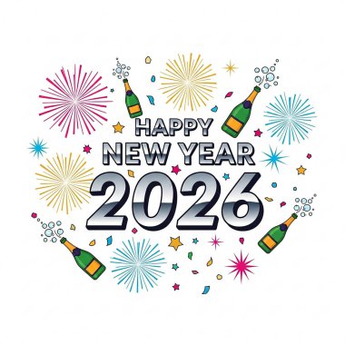 Estetik Mutlu Yıllar 2026 Kutlama Grafiği