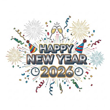 Estetik Mutlu Yıllar 2026 Kutlama Grafiği