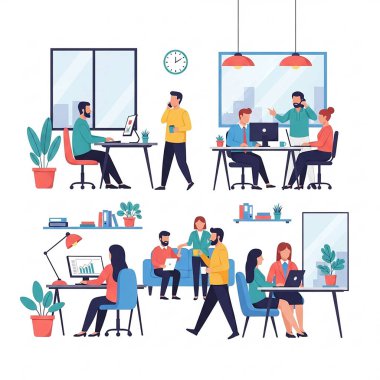 Ofis İş Yeri Resimleri Çalışan ve İşbirliği Yapanlar