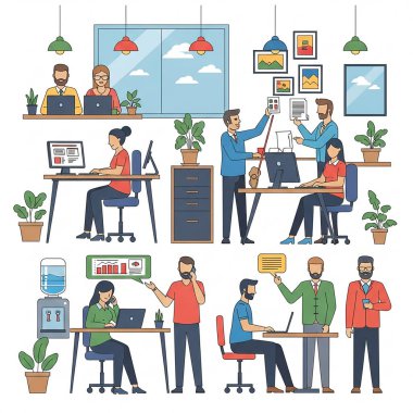 Ofis İş Yeri Resimleri Çalışan ve İşbirliği Yapanlar