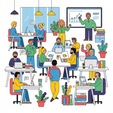 Ofis İş Yeri Resimleri Çalışan ve İşbirliği Yapanlar