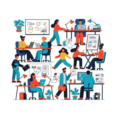 Ofis İş Yeri Resimleri Çalışan ve İşbirliği Yapanlar