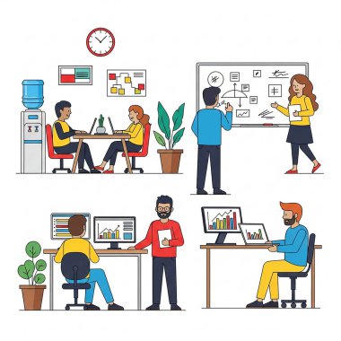 Ofis İş Yeri Resimleri Çalışan ve İşbirliği Yapanlar