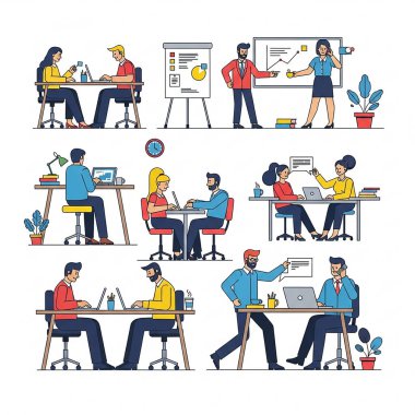 Ofis İş Yeri Resimleri Çalışan ve İşbirliği Yapanlar