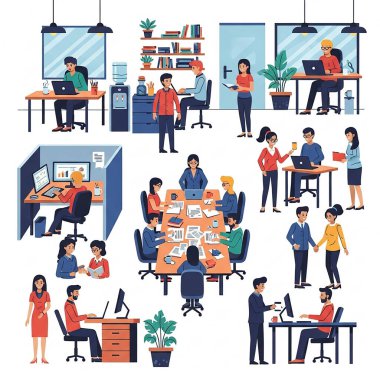 Ofis İş Yeri Resimleri Çalışan ve İşbirliği Yapanlar