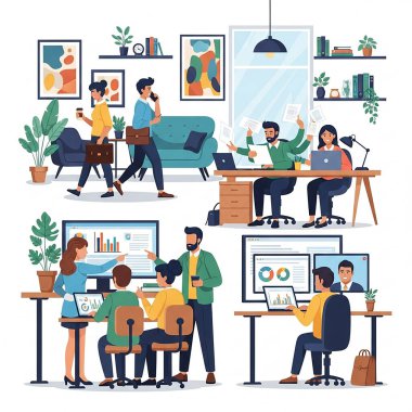 Ofis İş Yeri Resimleri Çalışan ve İşbirliği Yapanlar