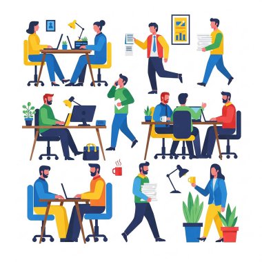 Ofis İş Yeri Resimleri Çalışan ve İşbirliği Yapanlar