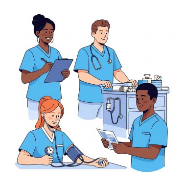 Stetoskop ve Tıbbi Ekip Üniformalı Hemşireler ve Doktorlar