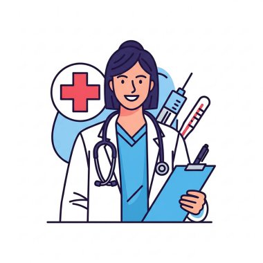 Stetoskop ve Tıbbi Ekip Üniformalı Hemşireler ve Doktorlar