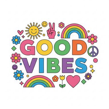 Estetik Mutlu ve Sağlıklı Titreşimler Harika Retro İyi Titreşimler