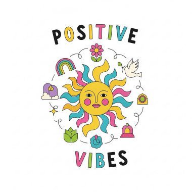 Estetik Mutlu ve Sağlıklı Titreşimler Harika Retro İyi Titreşimler