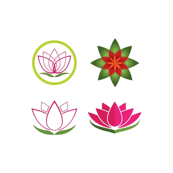 Bellezza Lotus Fiori Logo Template Vector — Vettoriale Stock