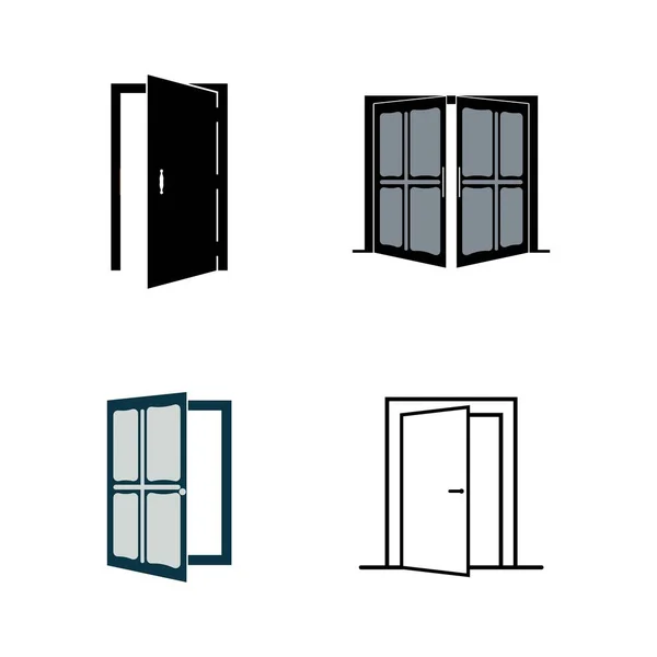 Icono Puerta Estilo Plano Moda Aislado Sobre Fondo Gris Símbolo — Vector de stock