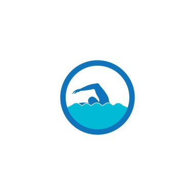 Yüzme sporu logosu ilüstrasyon vektör tasarım şablonu