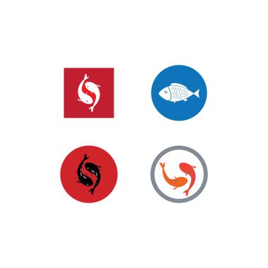 balık logosu vektör şablonu tasarım çizimi ve arkaplan