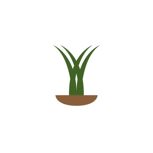 Natural Grass Illustration Logo Vector Design Template — 스톡 벡터