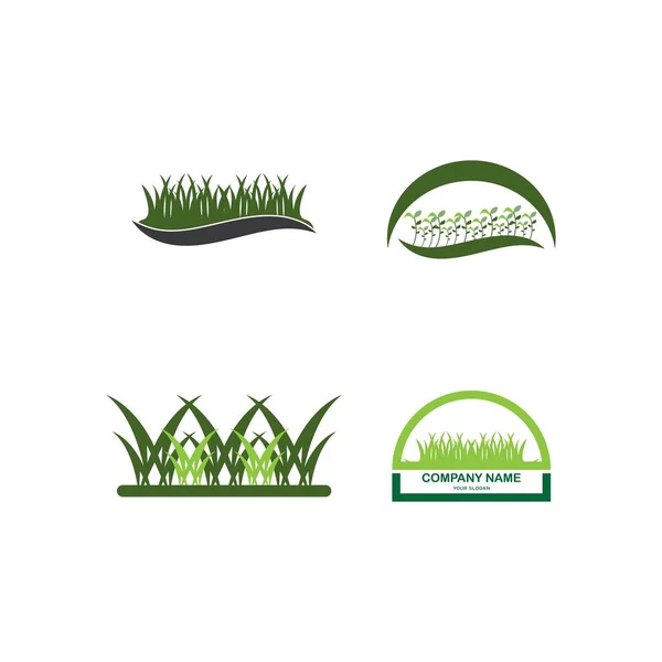 Natural Grass Illustratie Logo Vector Ontwerp Template — Stockvector