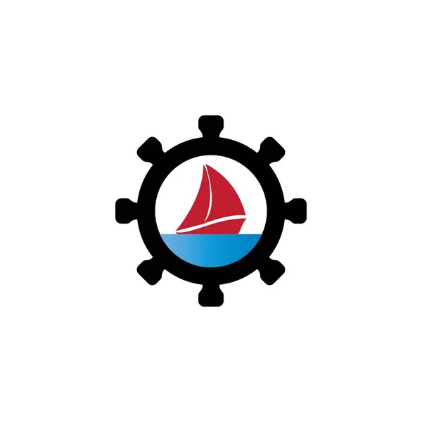 Yelkenli Logosu Vektör Şablonu Tasarım Çizimi — Stok Vektör