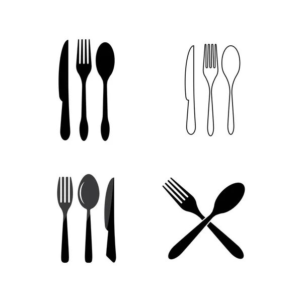 Fork Spoon Faca Ícone Vetor Ilustração Modelo Design — Vetor de Stock