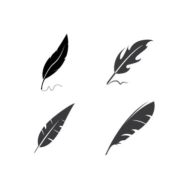 Tüy tüyü kalem imzası logo tasarım şablonu çizim vektörü