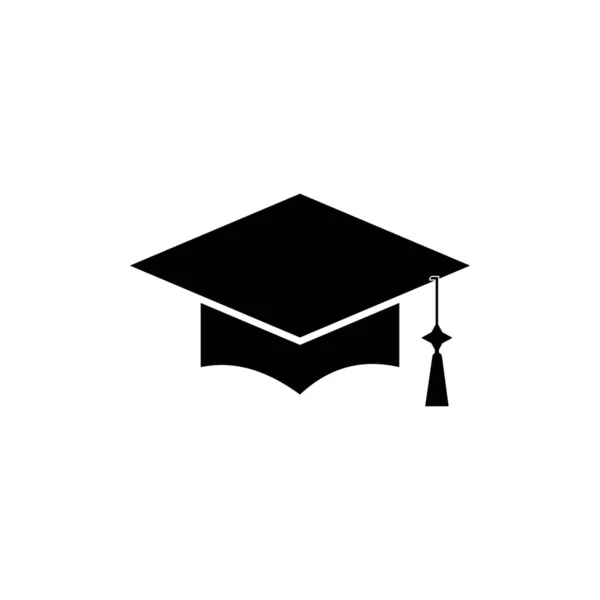 Graduation Kalap Vektor Ikon Elszigetelt Fehér Alapon — Stock Vector