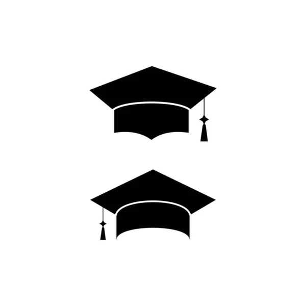 Graduation Kalap Vektor Ikon Elszigetelt Fehér Alapon — Stock Vector