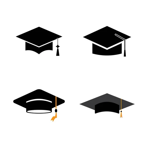 Graduation Kalap Vektor Ikon Elszigetelt Fehér Alapon — Stock Vector