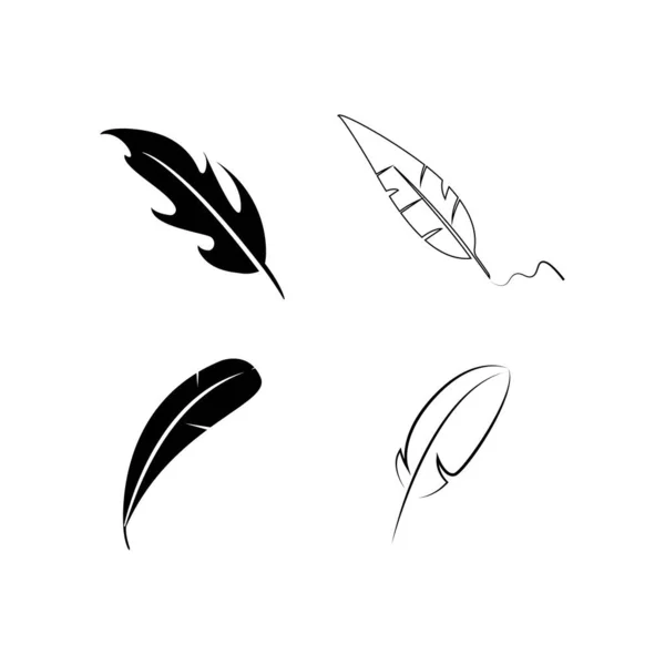 Quill Feather Pen Signature Logo Design Template Illustration Vector — Stock Vector